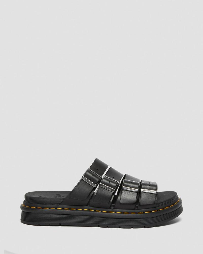 Sandalias Deslizantes Dr Martens Tate Cuero Mujer Negros | MX 468DFM